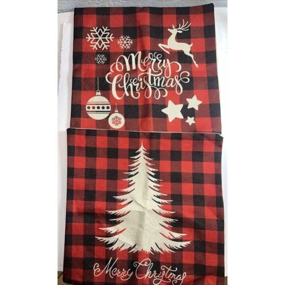 Christmas Pillow Covers X2 (17x17 Inches)- No Stuffing- Farmhouse‎ Country NWOT